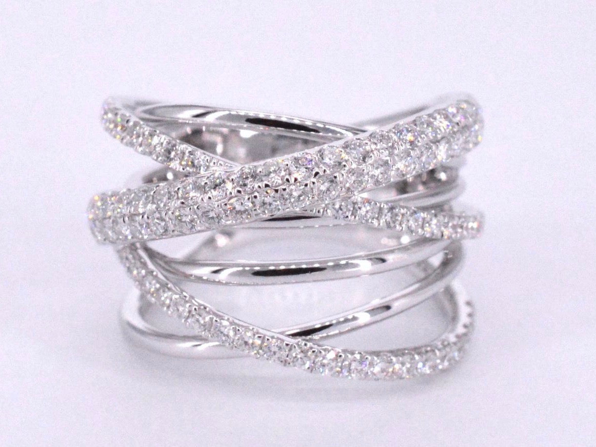 Witgouden design ring met diamanten