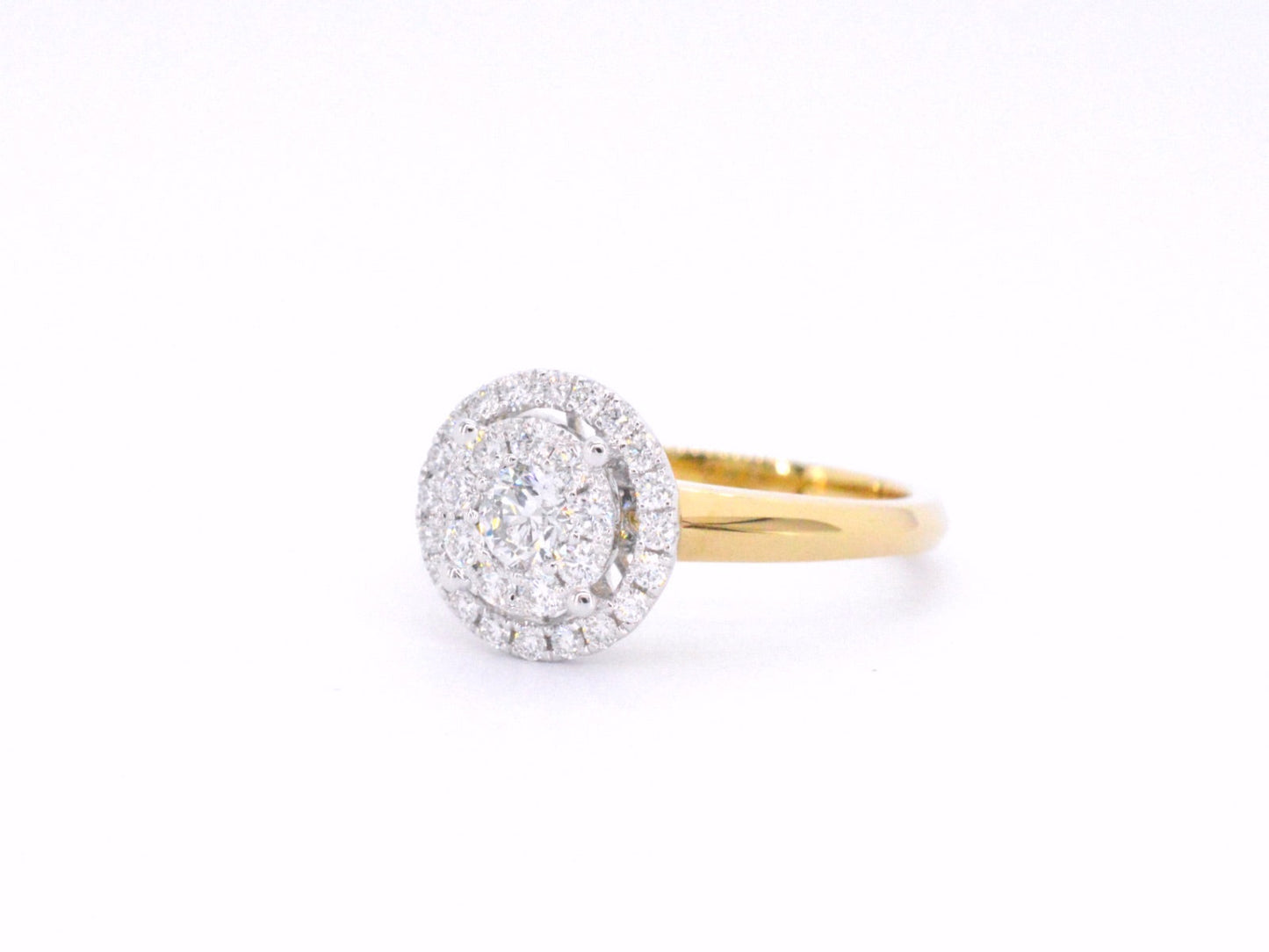 Gouden entourage ring vol gezet met diamanten