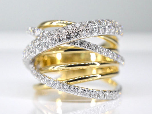 Gouden design ring met diamanten