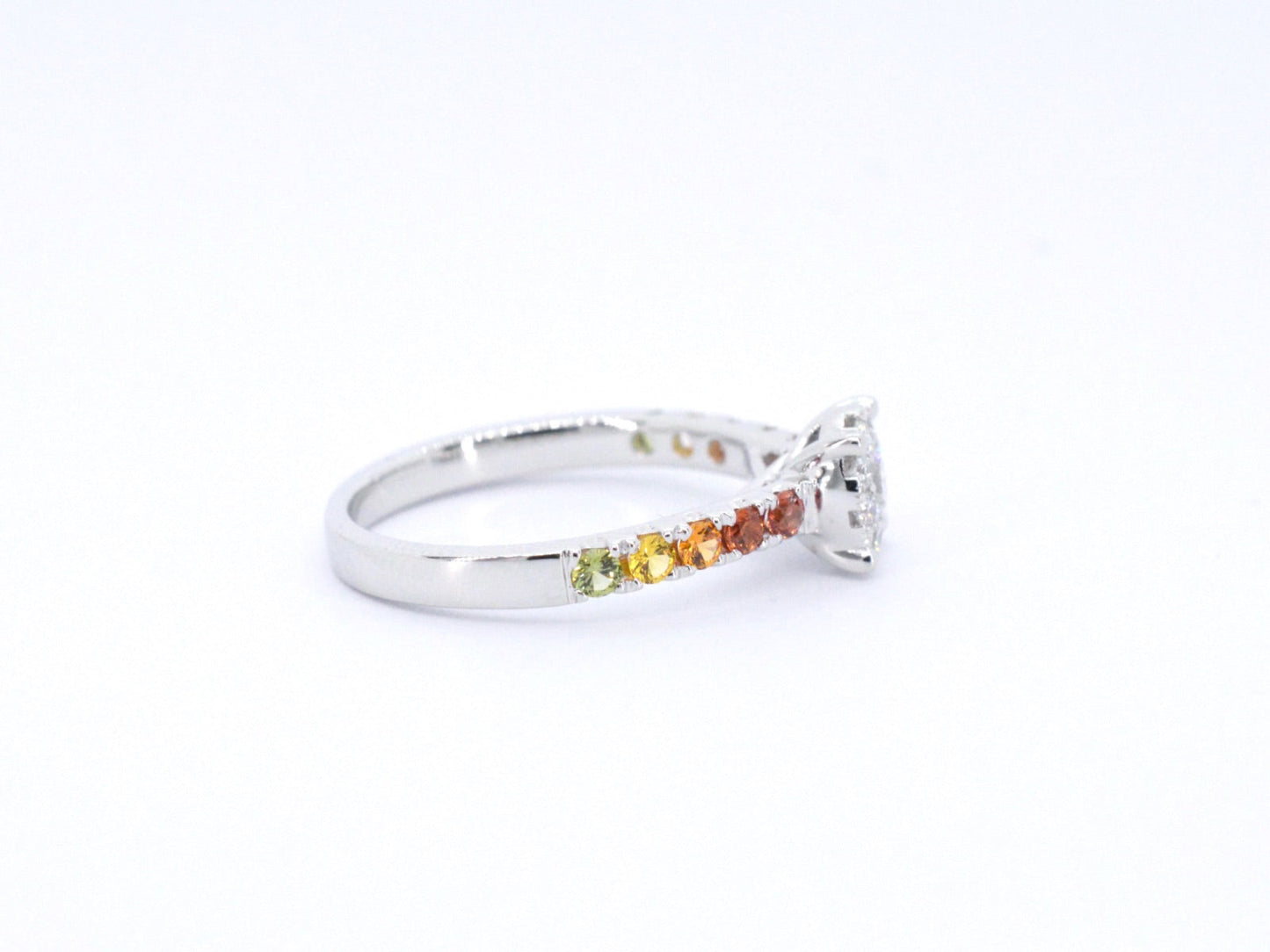 Witgouden ring met diamanten en multicolour saffieren 1073-4
