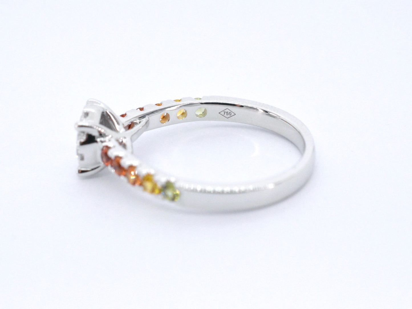 Witgouden ring met diamanten en multicolour saffieren 1073-8