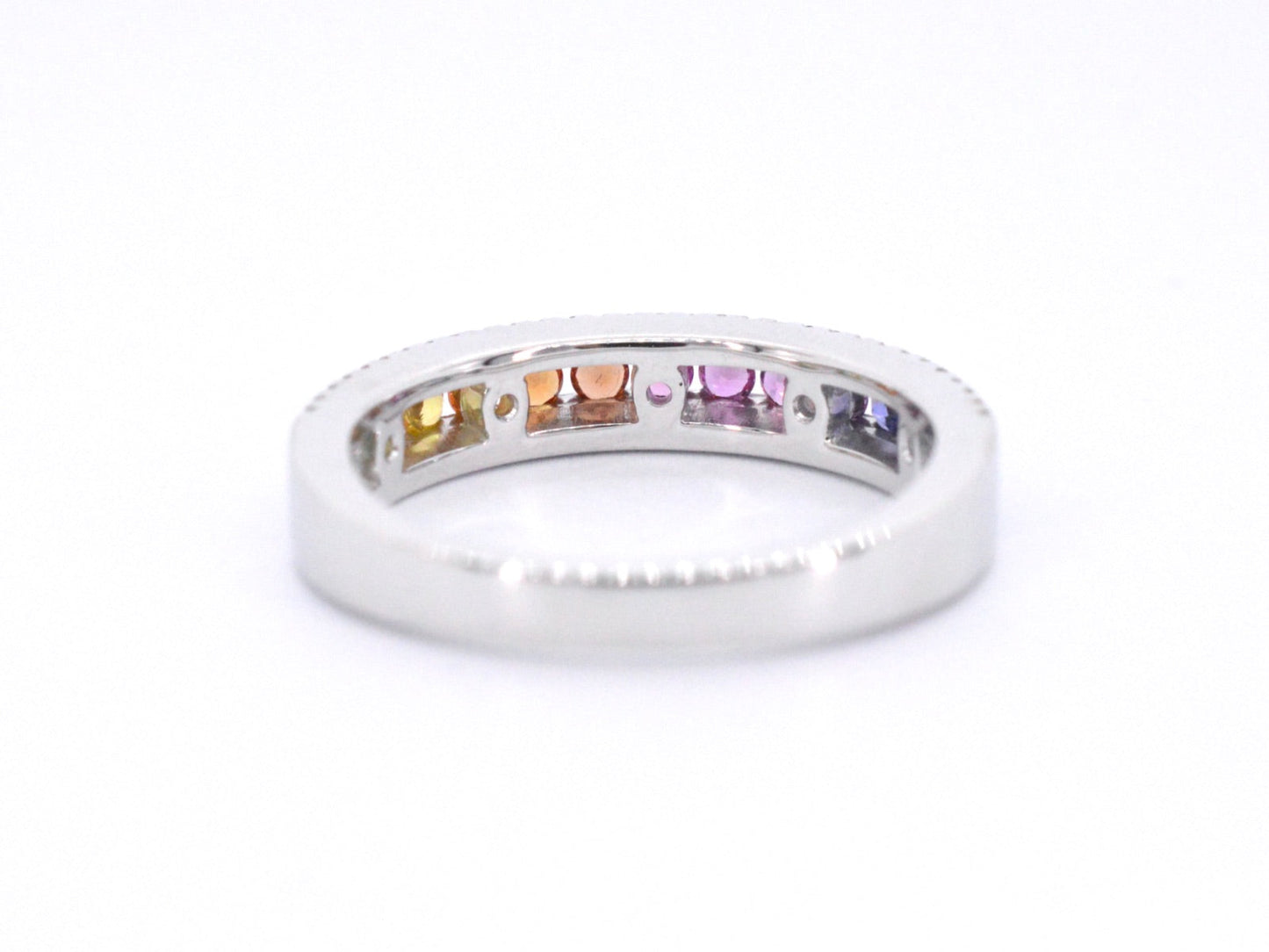Witgouden ring met diamanten en multicolour saffieren 1076-5