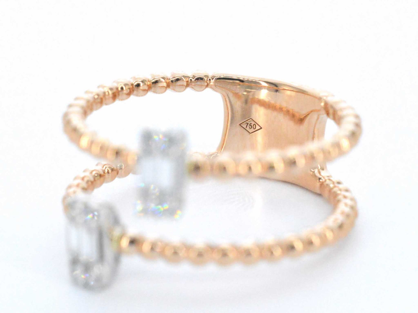 Rosegouden ring met diamanten gezet