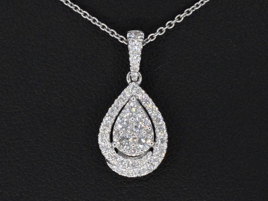 Witgouden hanger met diamanten pear shape