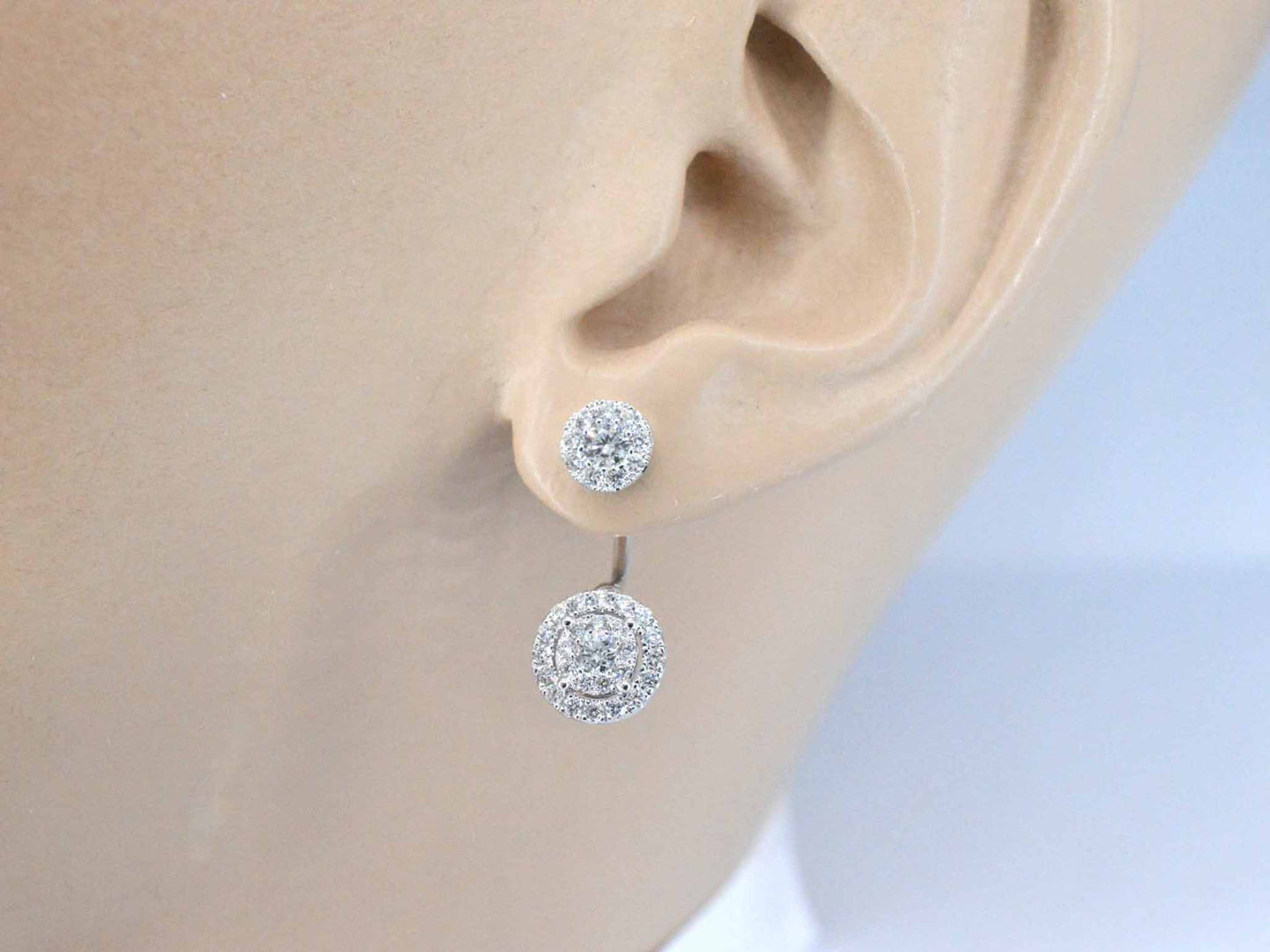 Witgouden luxe dubbele oorknoppen met diamanten