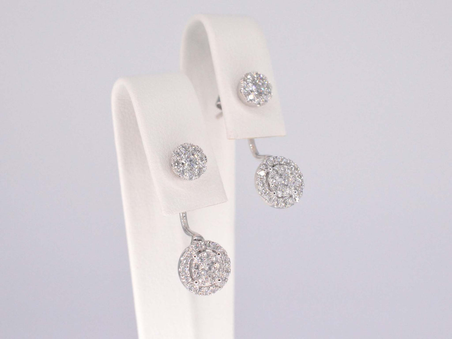 Witgouden luxe dubbele oorknoppen met diamanten
