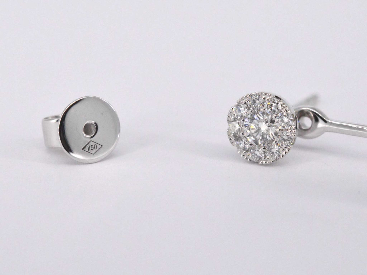 Witgouden luxe dubbele oorknoppen met diamanten