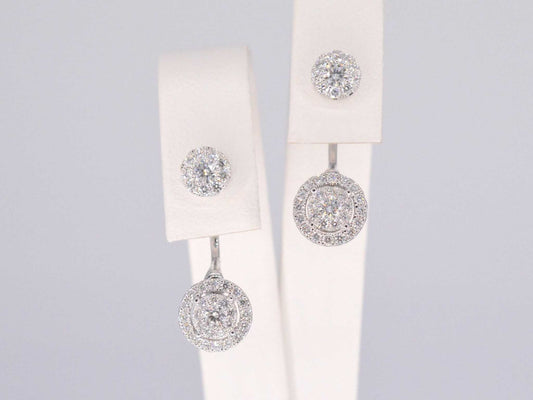 Witgouden luxe dubbele oorknoppen met diamanten