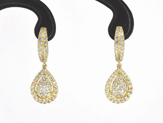 Gouden druppelvormige oorhangers met briljant geslepen diamanten