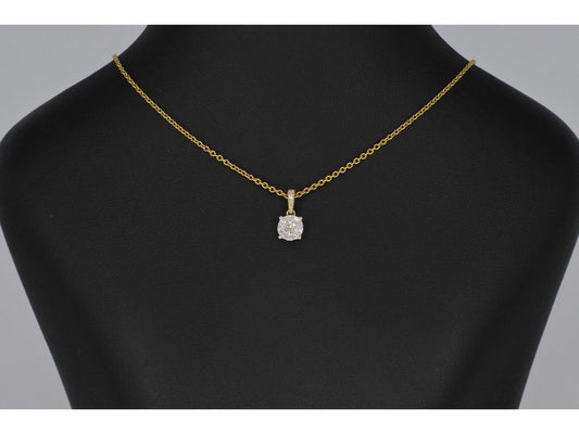 Gouden entourage hanger met briljant geslepen diamanten