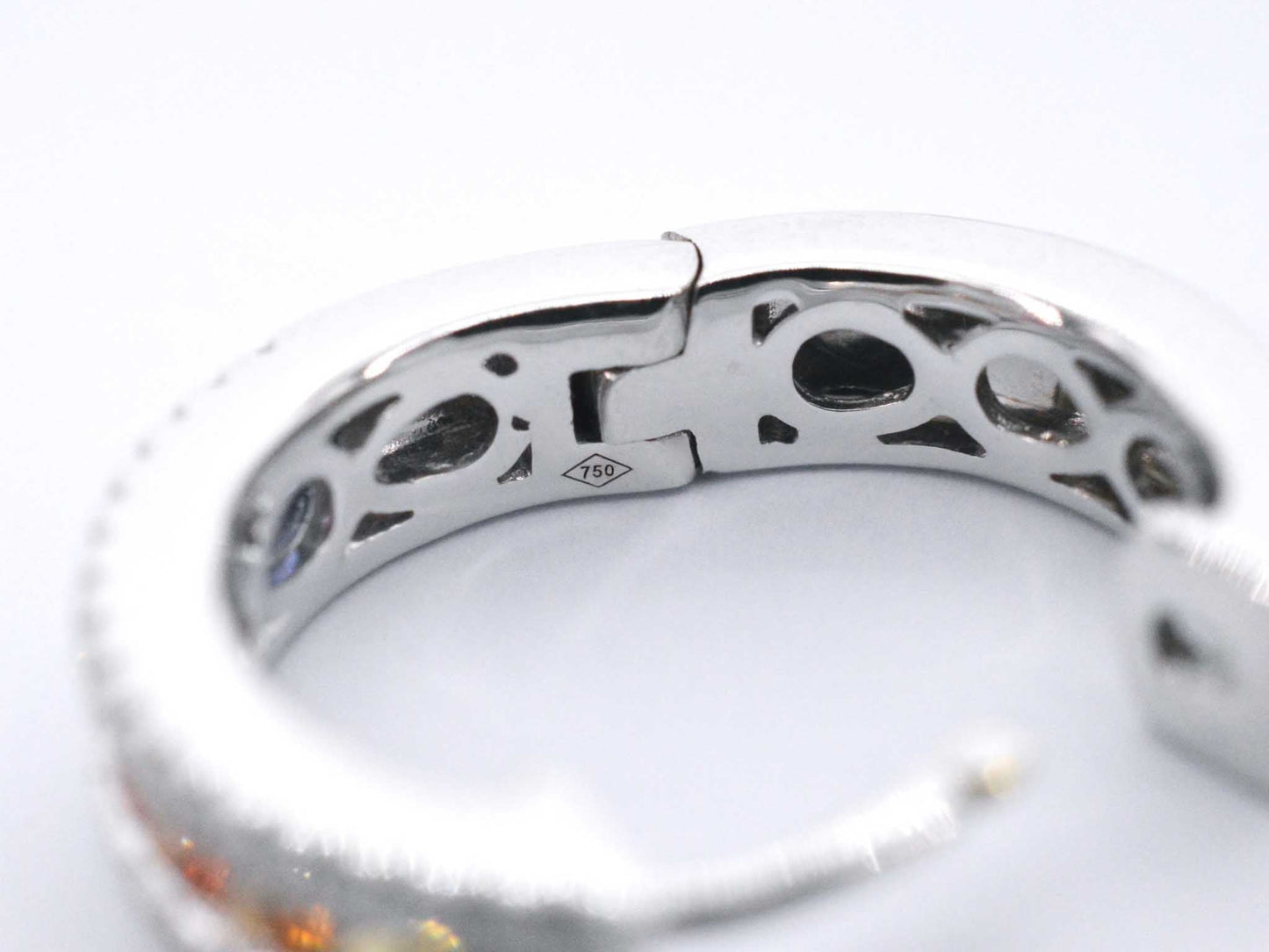 White gold earrings with multi-colored sapphires and diamonds