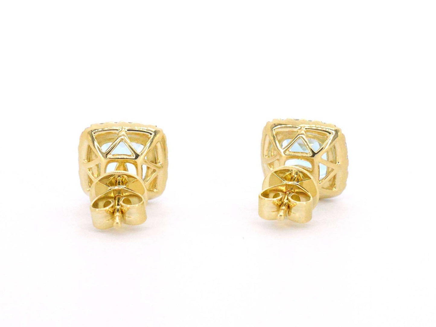 Gouden entourage oorbellen met grote topazen en diamanten