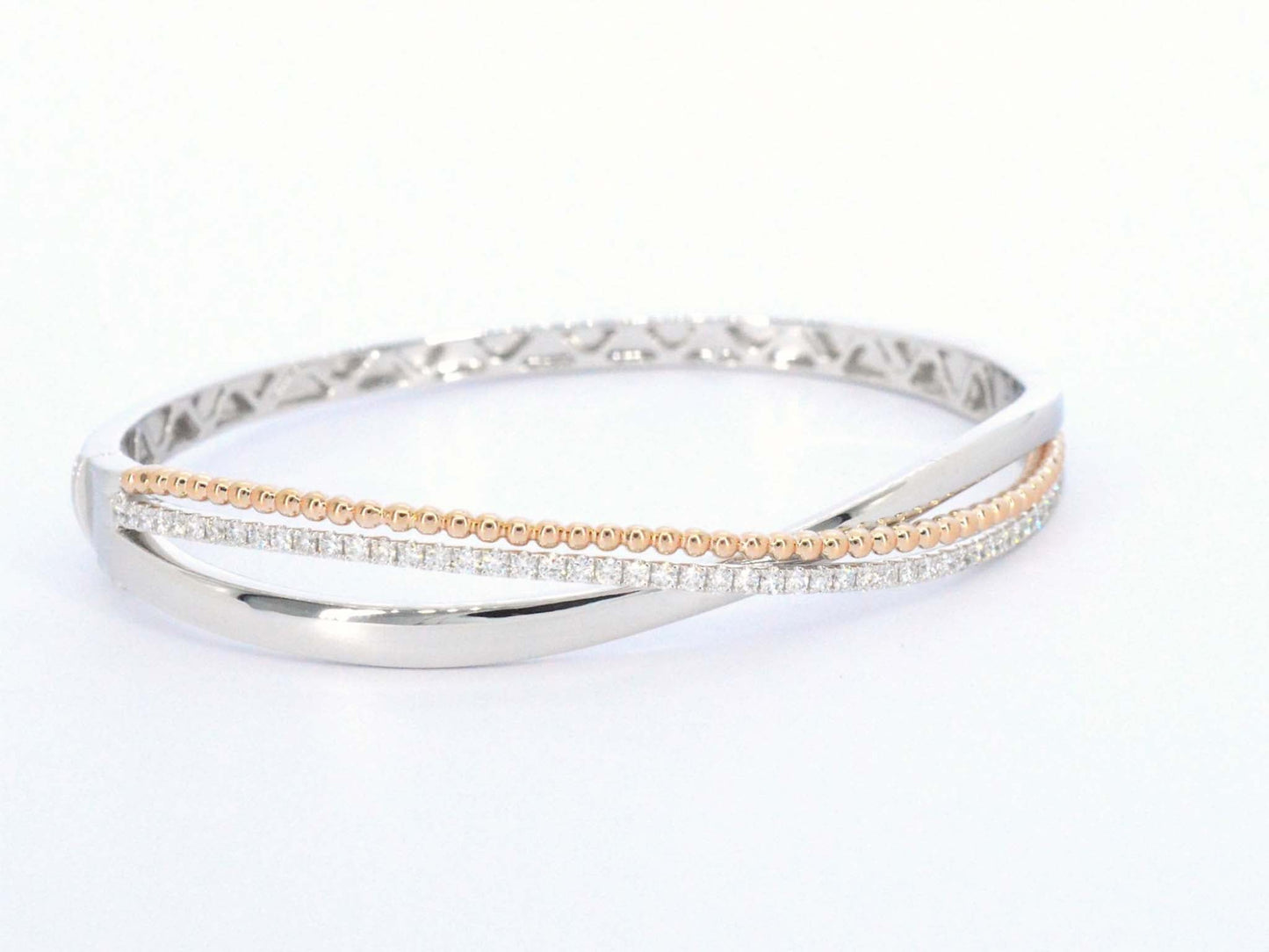 Gouden armband uit wit en rosegoud met diamanten