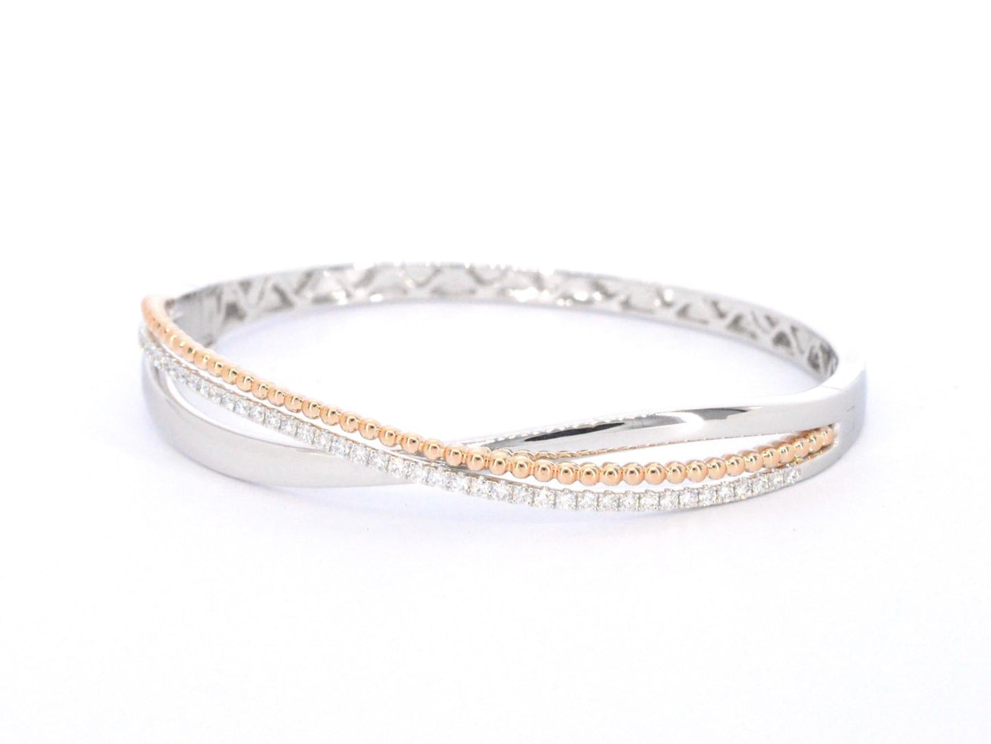Gouden armband uit wit en rosegoud met diamanten