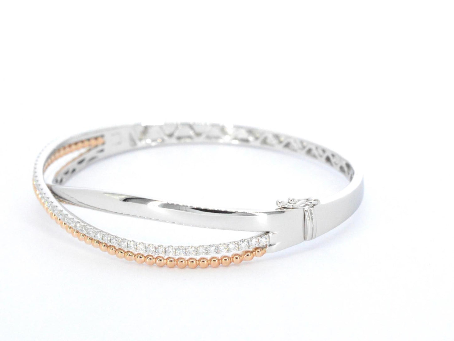 Gouden armband uit wit en rosegoud met diamanten
