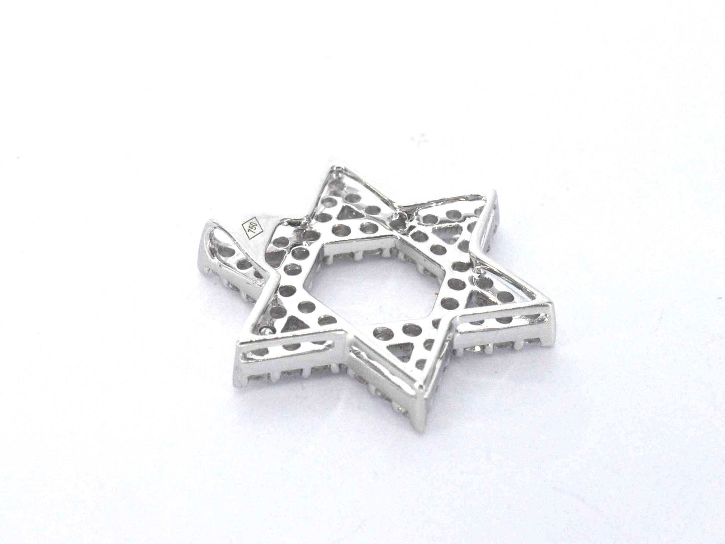 Witgouden davidster hanger met diamanten