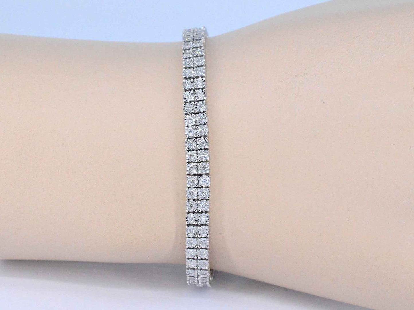 Witgouden tennisarmband met 2 rijen diamanten 1.50 carat