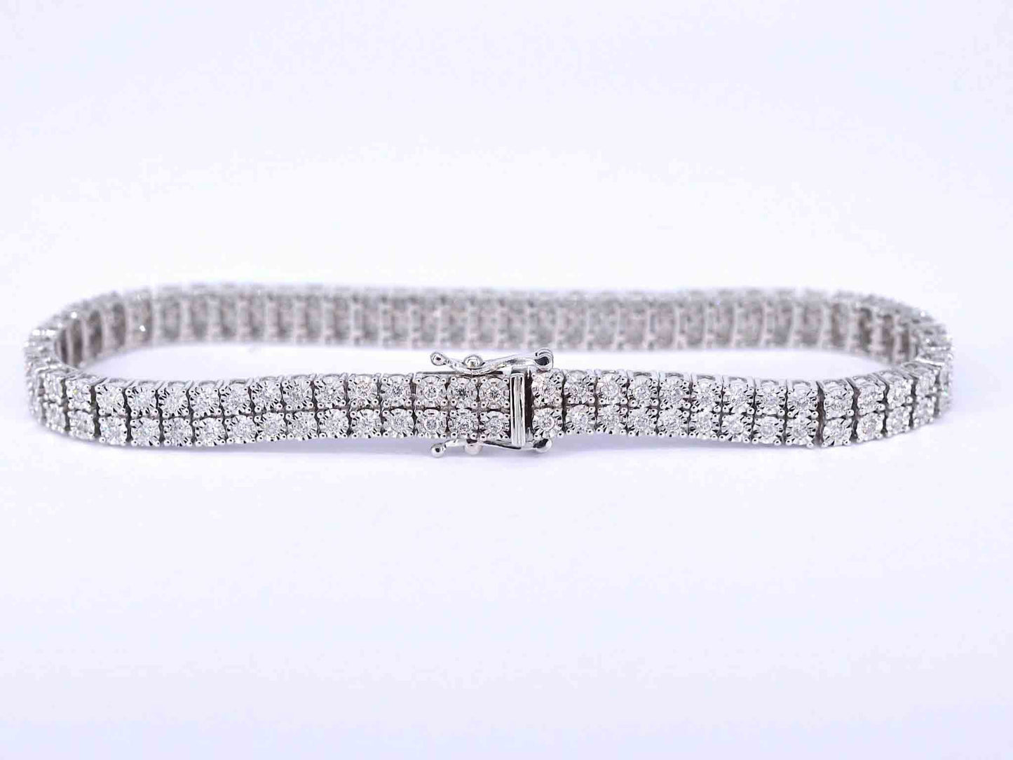 Witgouden tennisarmband met 2 rijen diamanten 1.50 carat