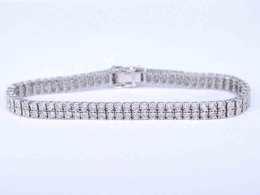 Witgouden tennisarmband met 2 rijen diamanten 1.50 carat