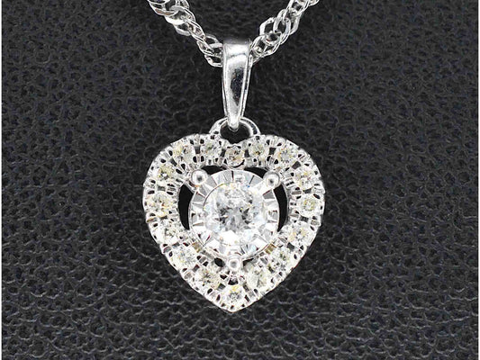 Witgouden hanger met diamanten in hartvorm