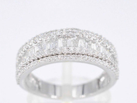 Witgouden band ring met vijf rijen van diamant 1.00 carat