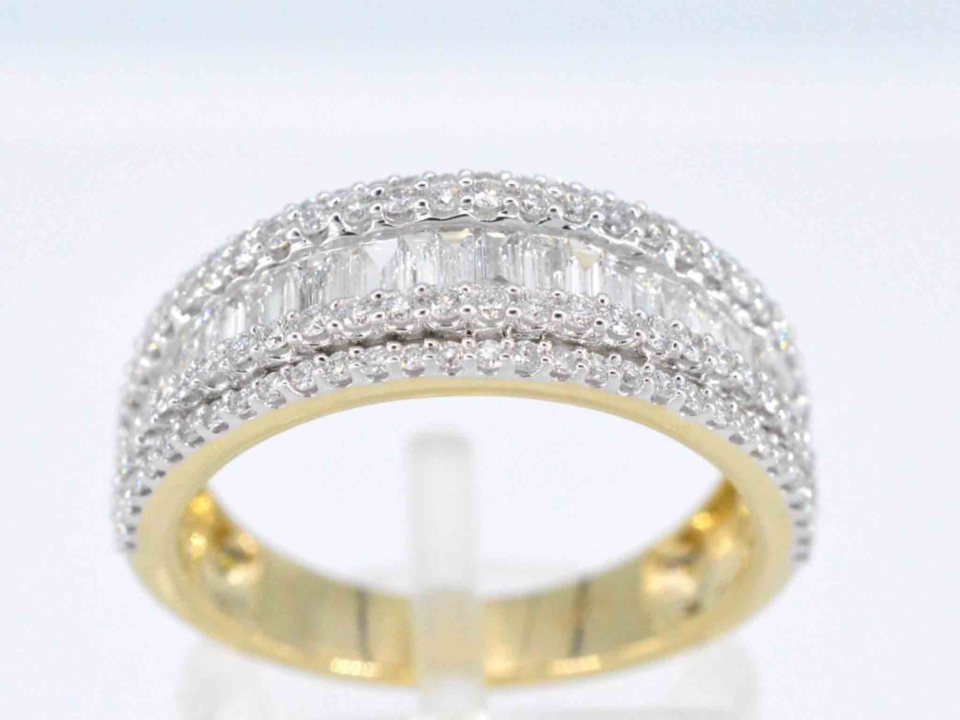 Gouden band ring met vijf rijen van diamant 1.00 carat
