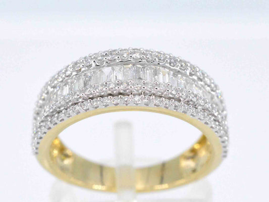 Gouden band ring met vijf rijen van diamant 1.00 carat