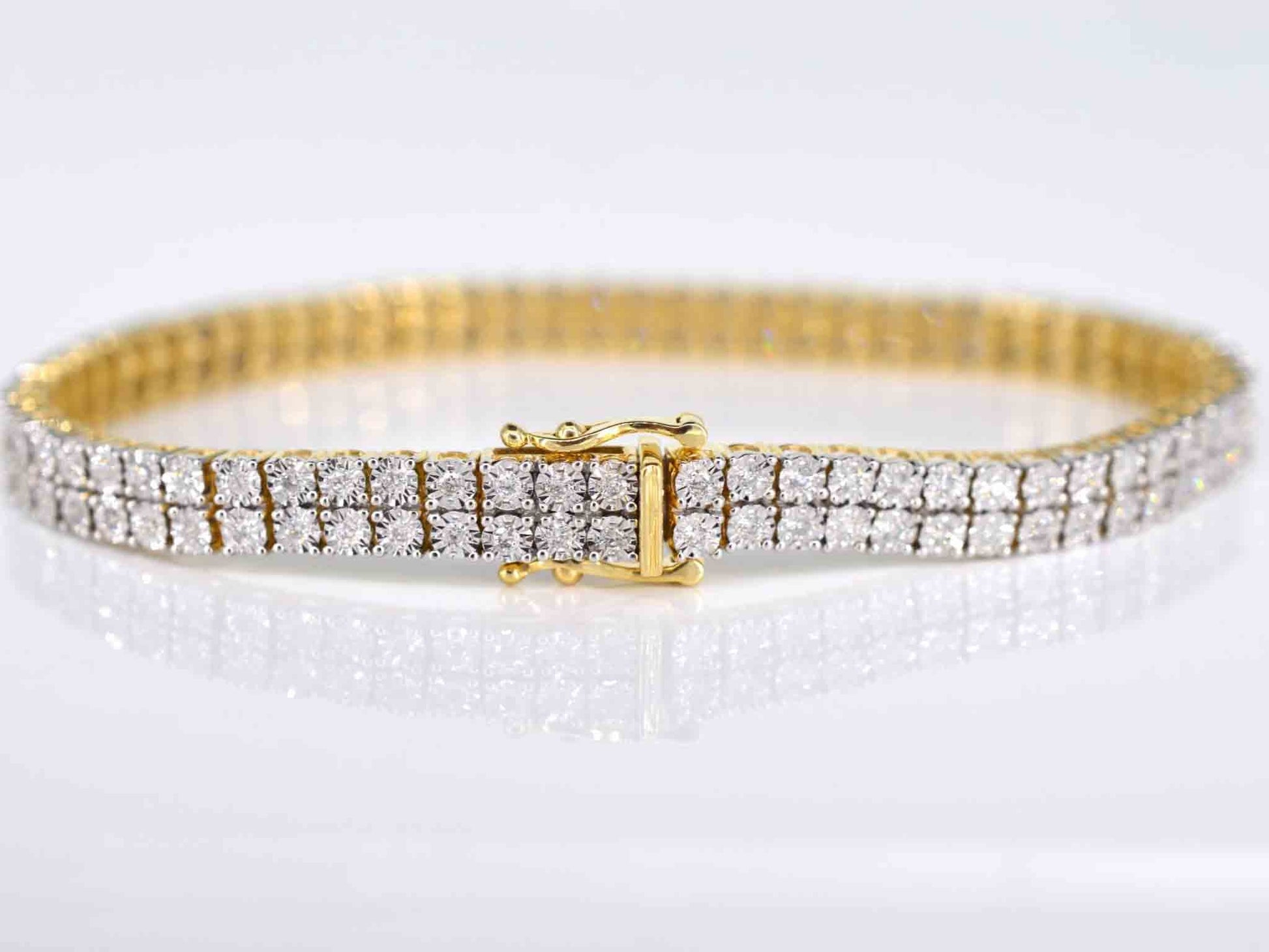 Gouden tennisarmband met 2 rijen diamanten 1.50 carat