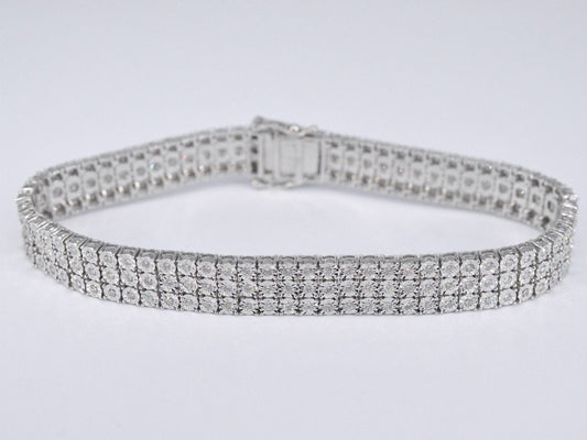 Witgouden tennisarmband met 3 rijen diamanten 2.25 carat