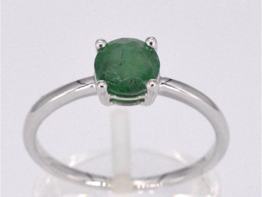 Witgouden ring met smaragd