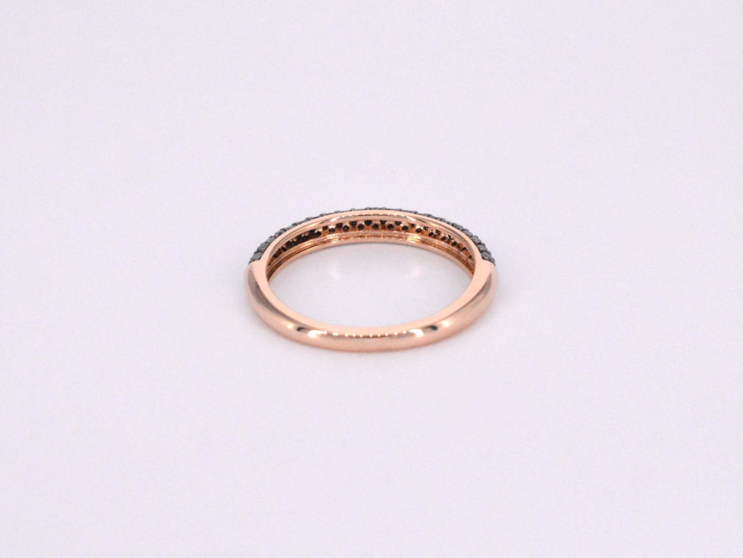 Rosegouden ring met zwarte briljanten diamanten