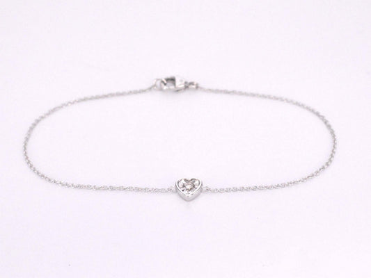 Witgouden armband met diamanten hartje 0.10 carat