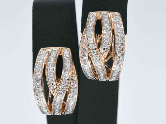 Rosegouden design oorbellen met briljanten diamanten