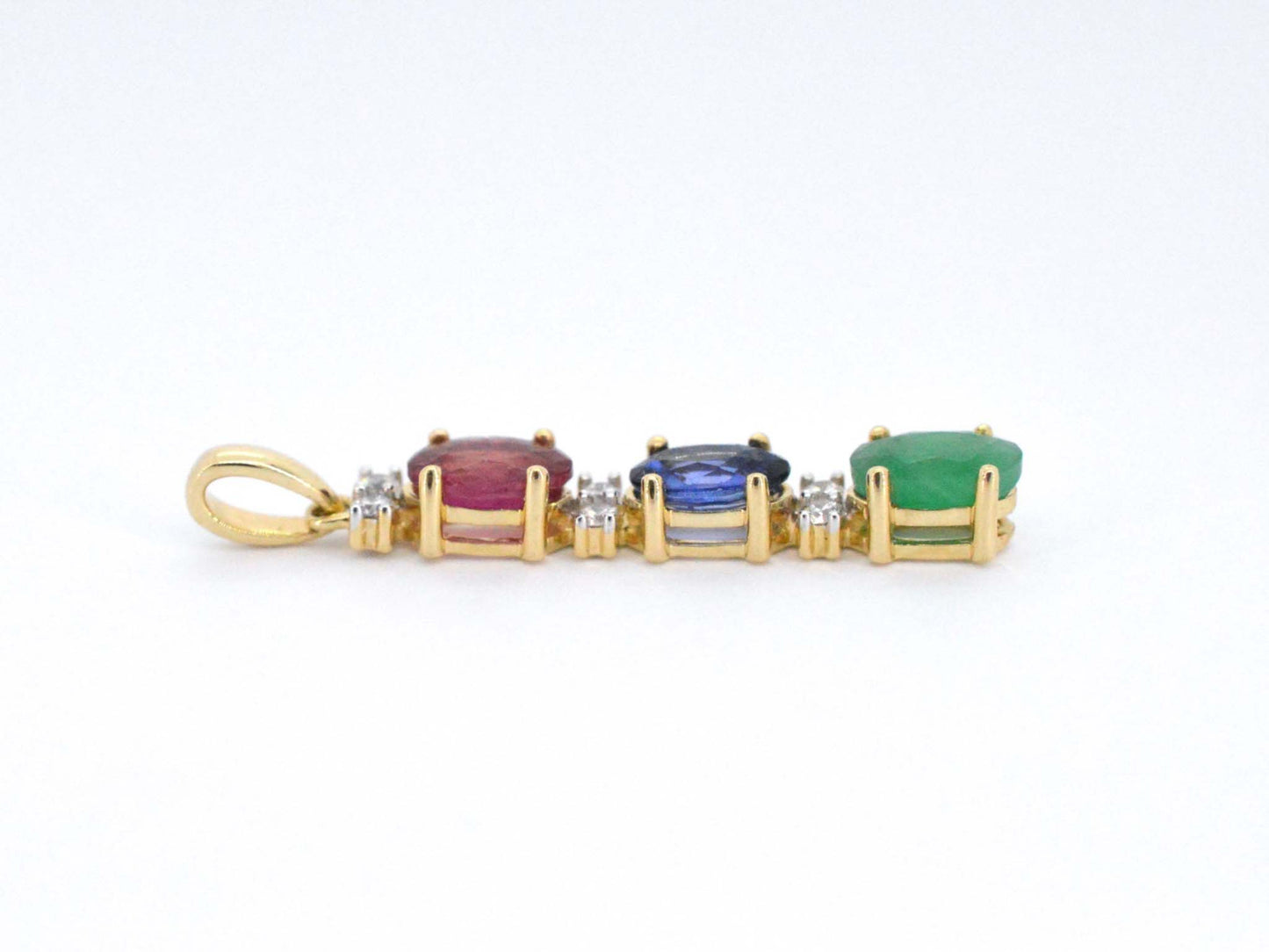Gouden hanger met multicolour edelstenen en diamant