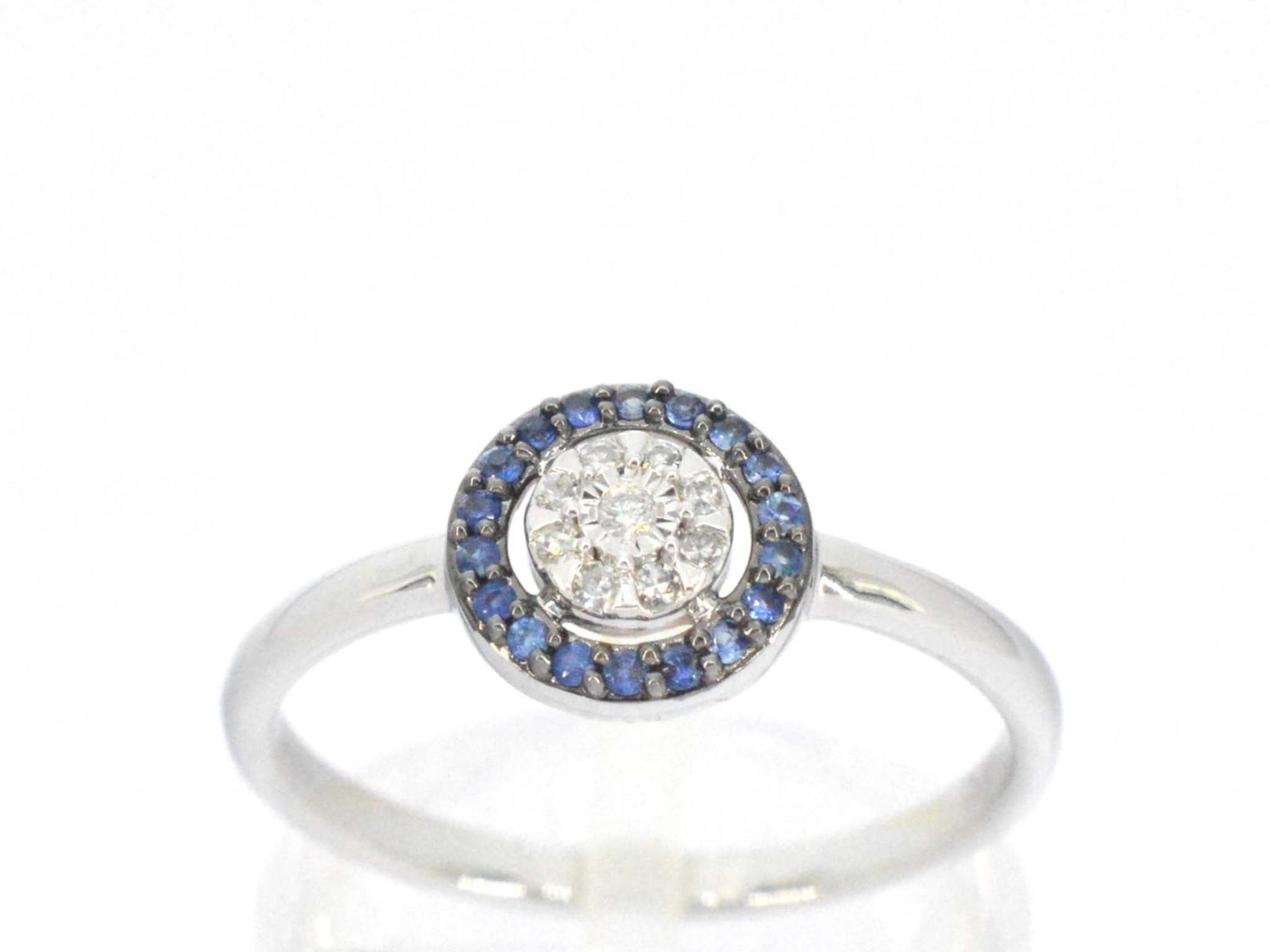 Witgouden ring met diamanten en saffieren 2314-8