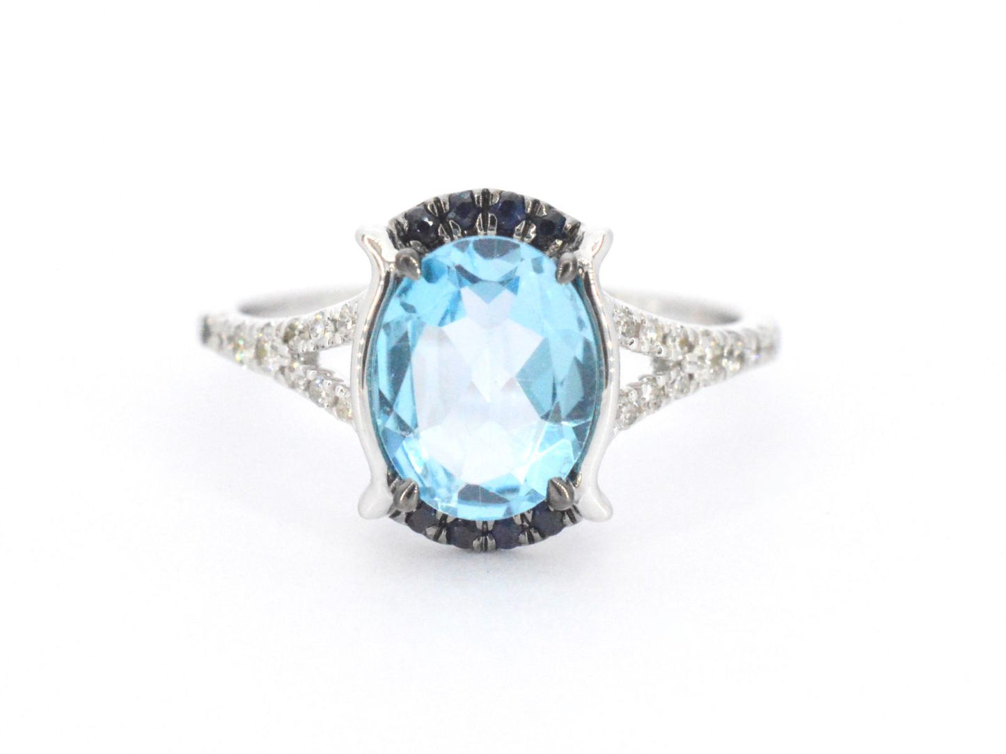 Witgouden ring met diamanten en mooie edelstenen