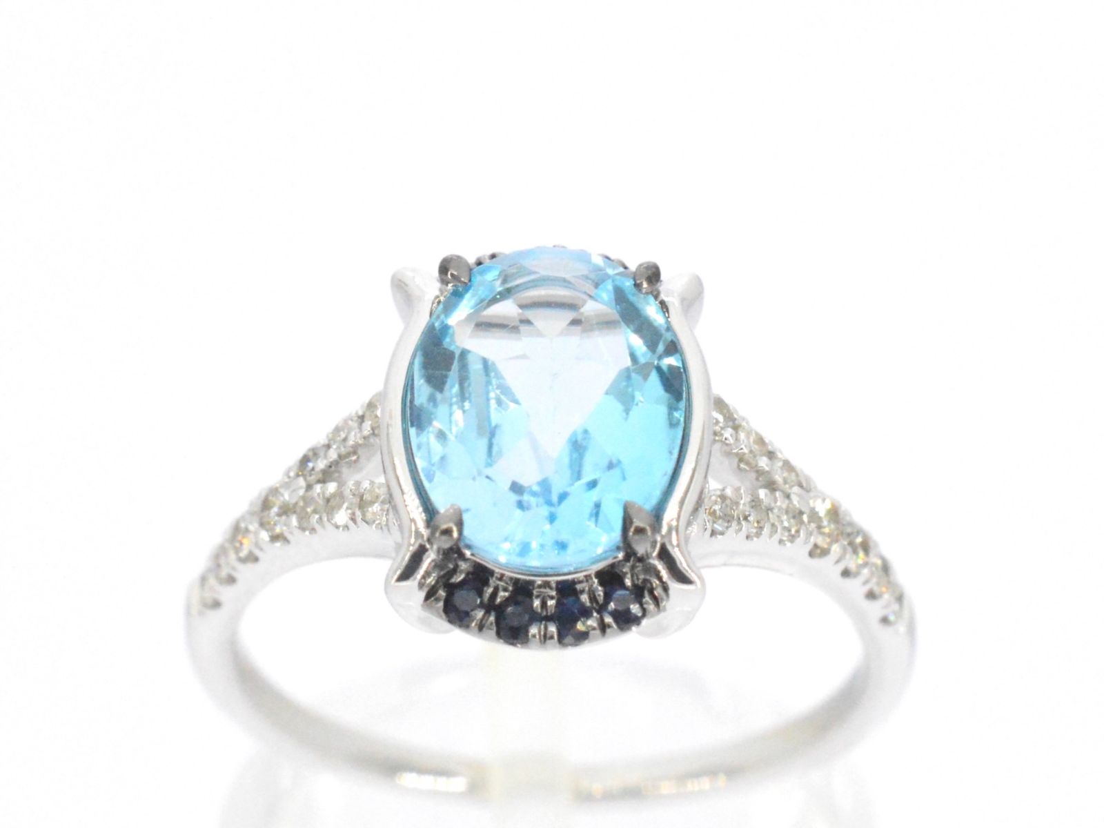 Witgouden ring met diamanten en mooie edelstenen