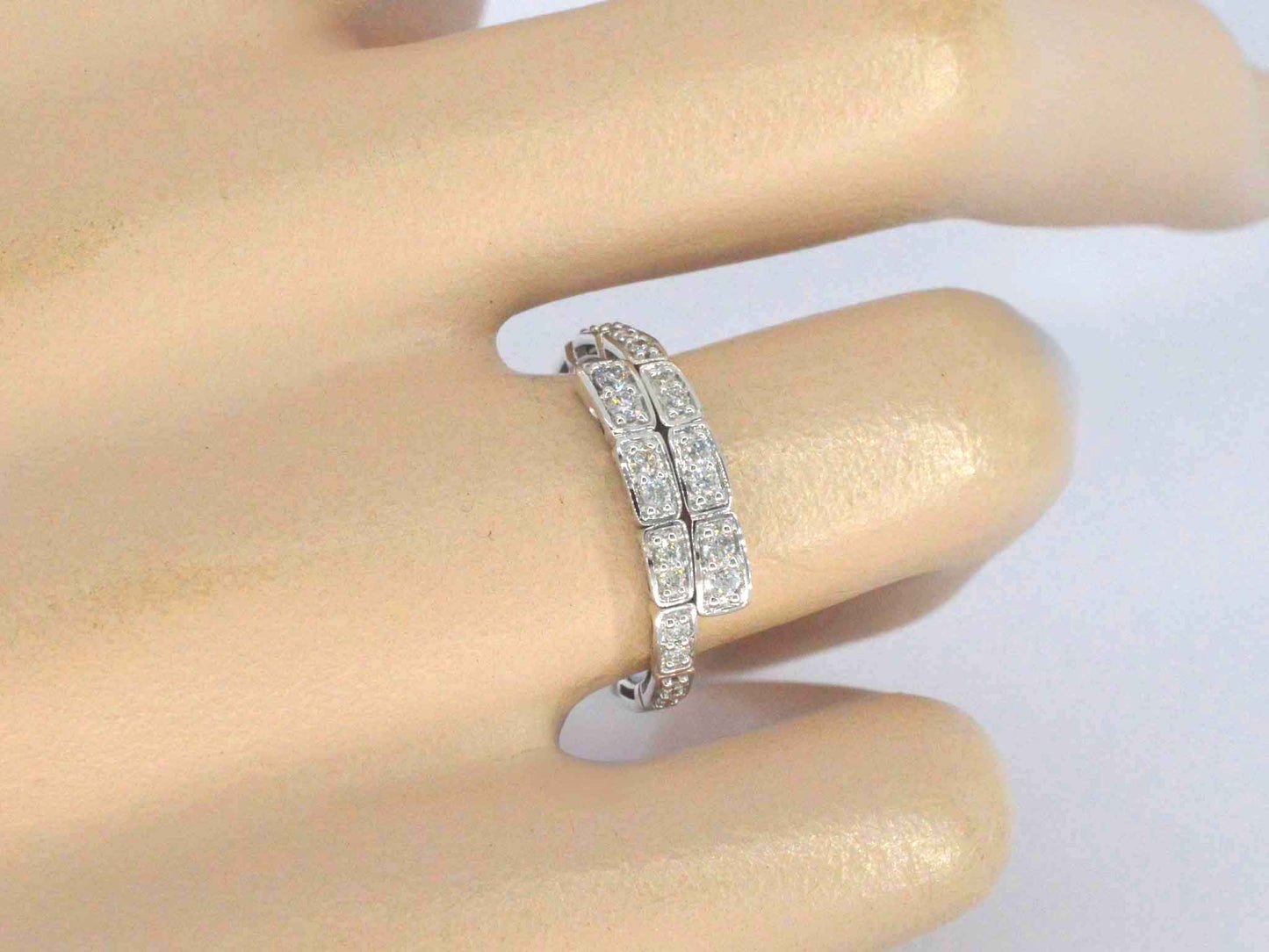 Witgouden design serpent model ring met natuurlijke diamanten