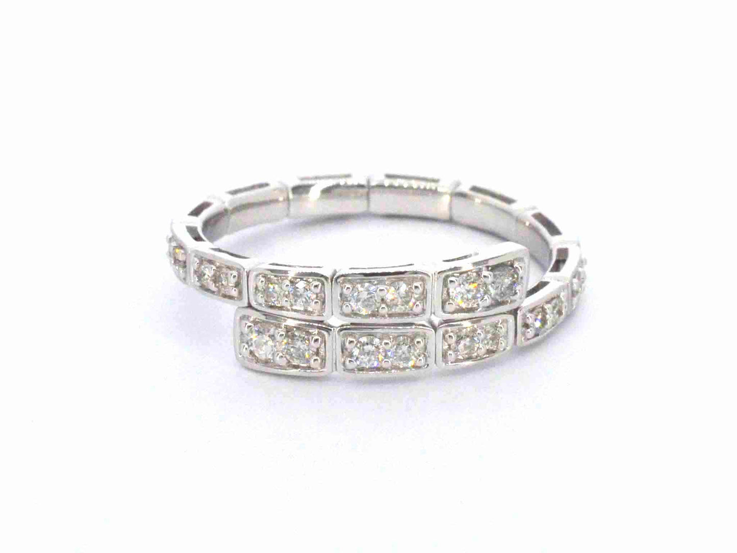 Witgouden design serpent model ring met natuurlijke diamanten