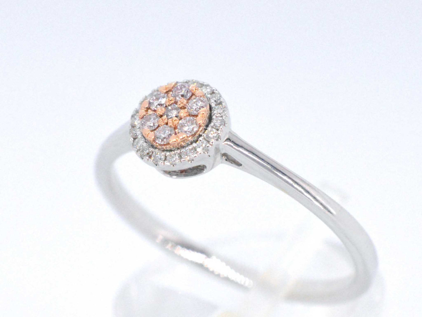 Witgouden ring met natuurlijke roze en witte diamant