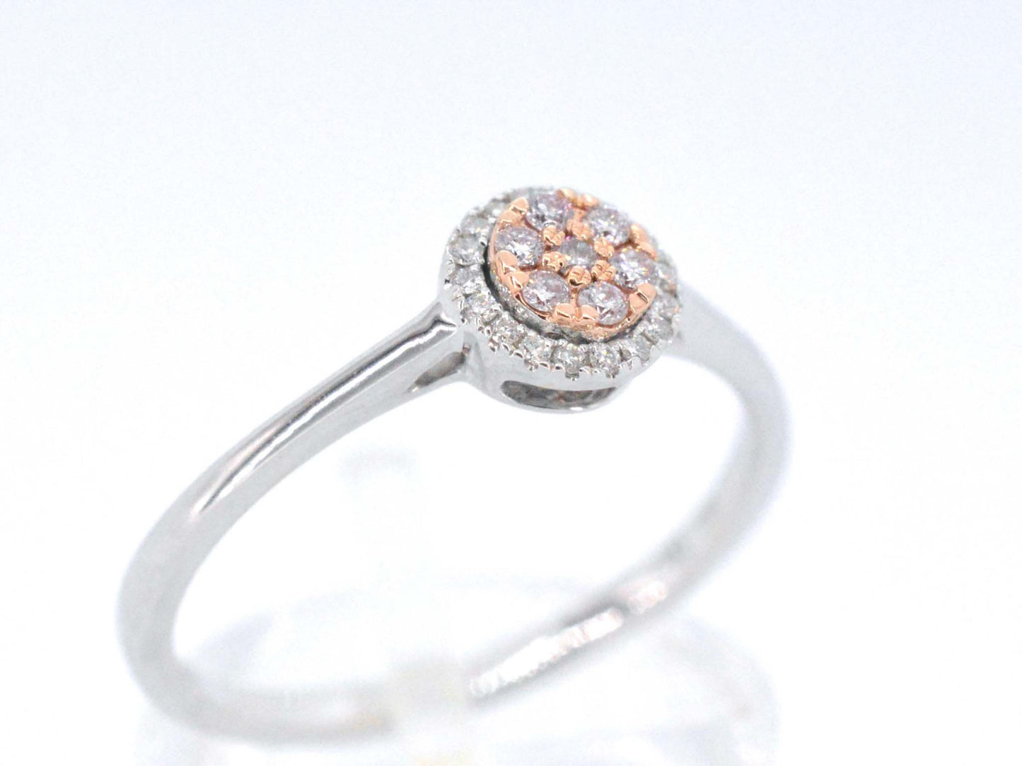 Witgouden ring met natuurlijke roze en witte diamant