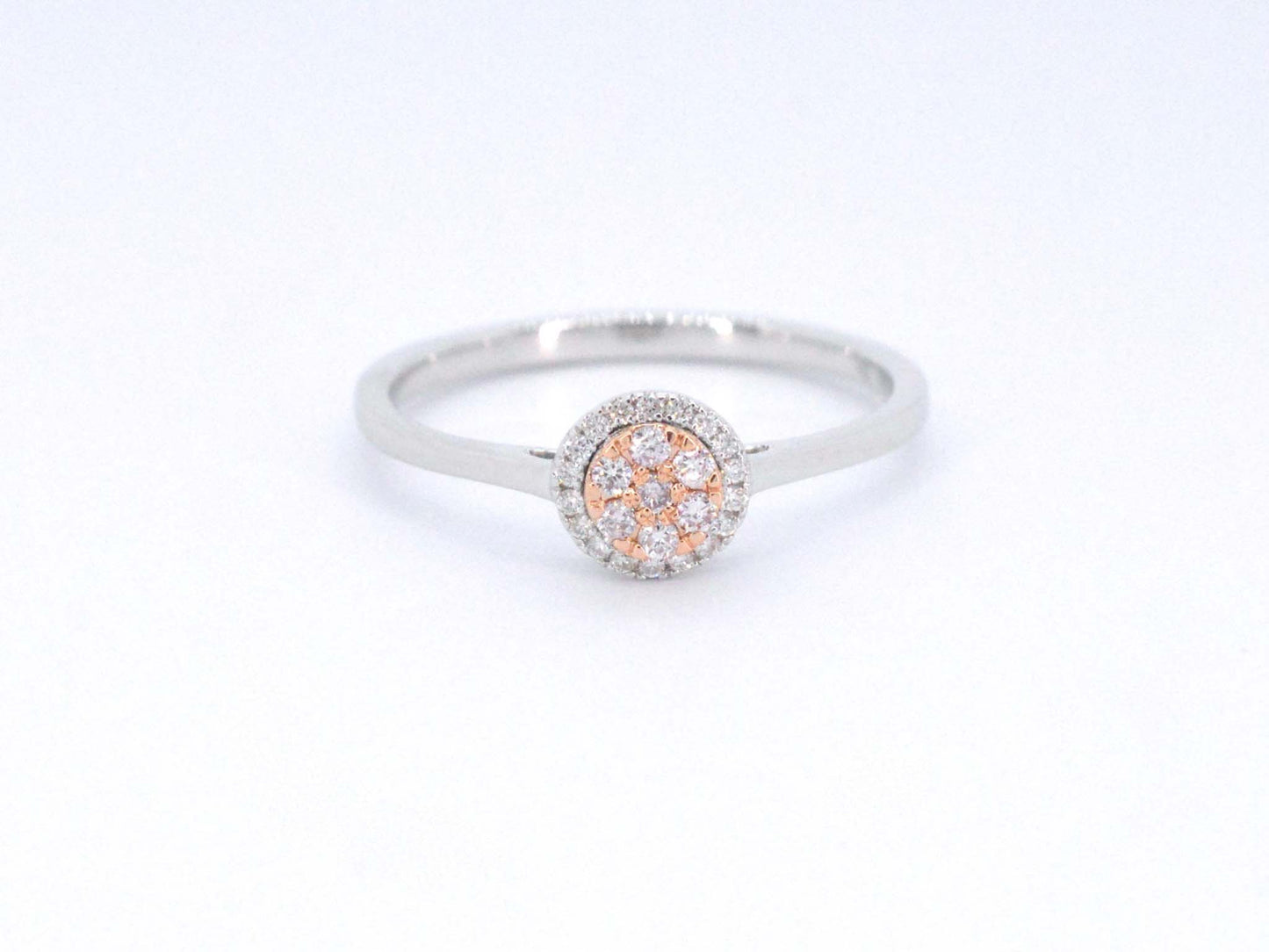 Witgouden ring met natuurlijke roze en witte diamant