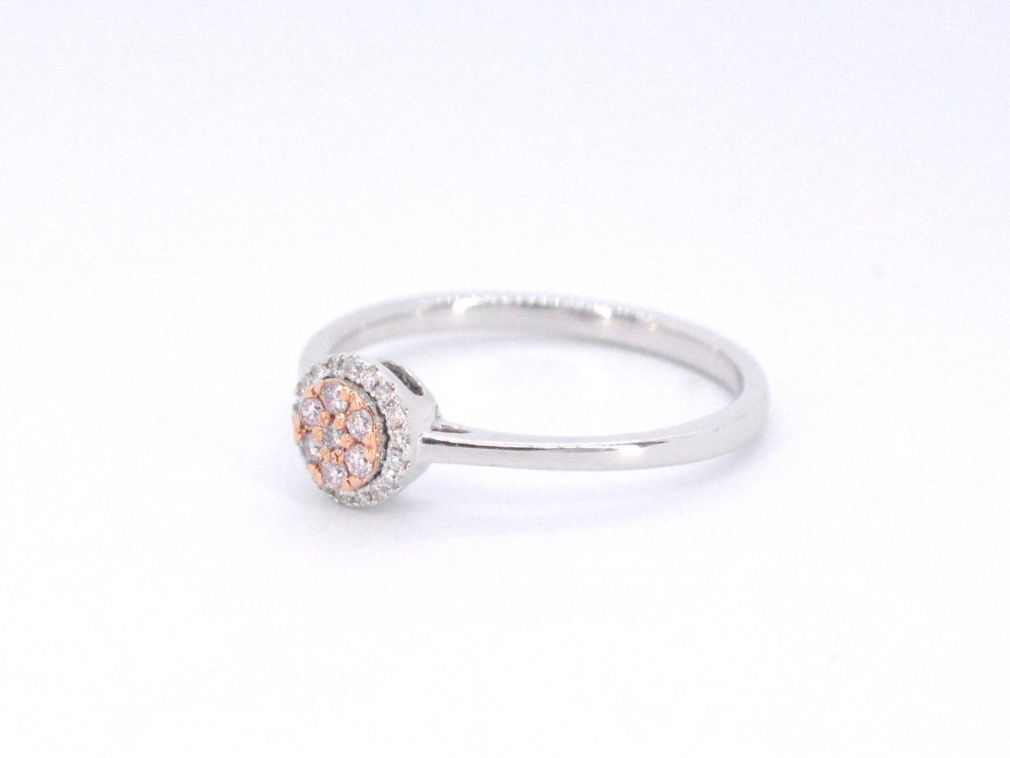 Witgouden ring met natuurlijke roze en witte diamant
