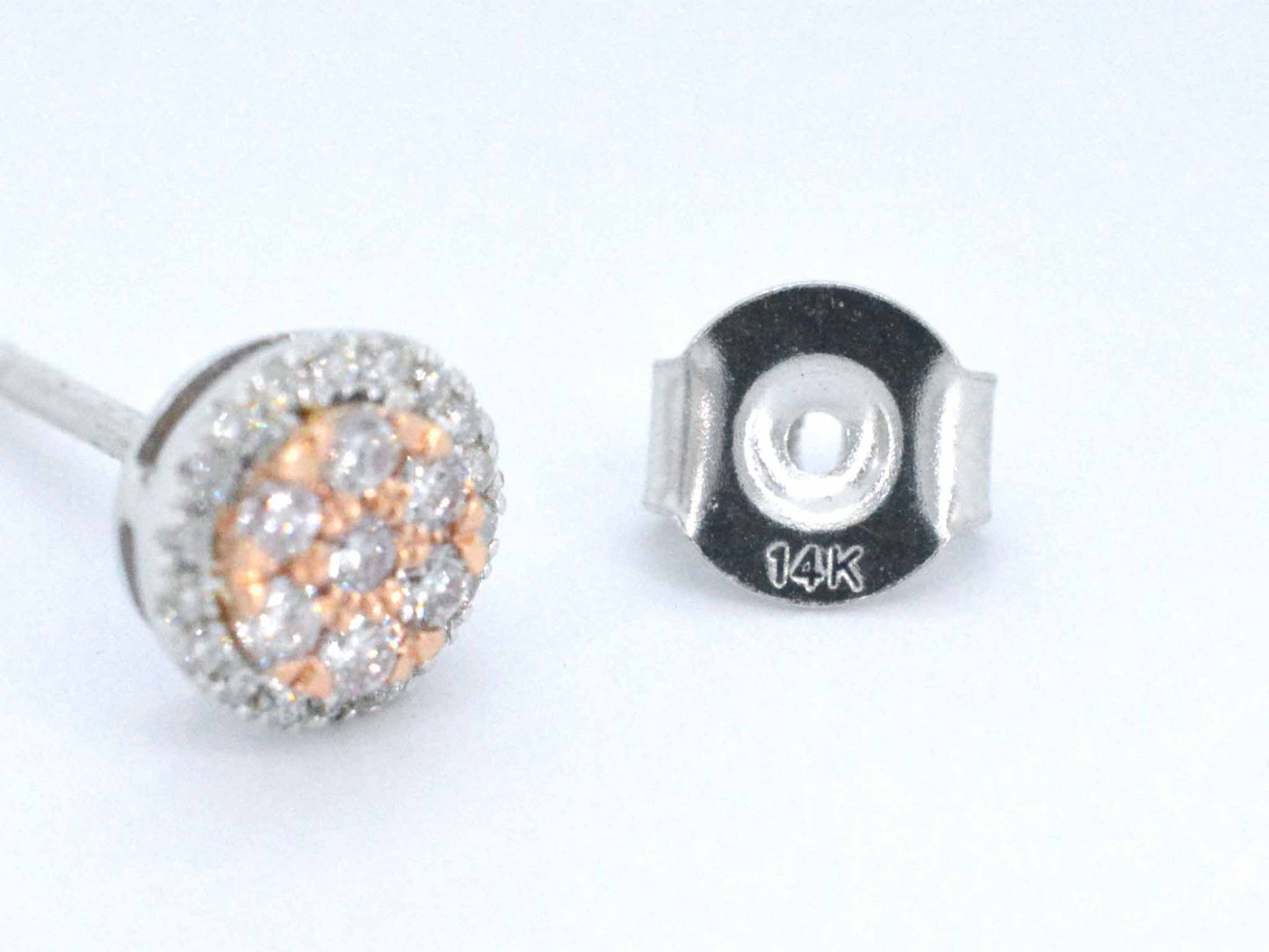 Witgouden oorbellen met natuurlijke roze en witte diamant