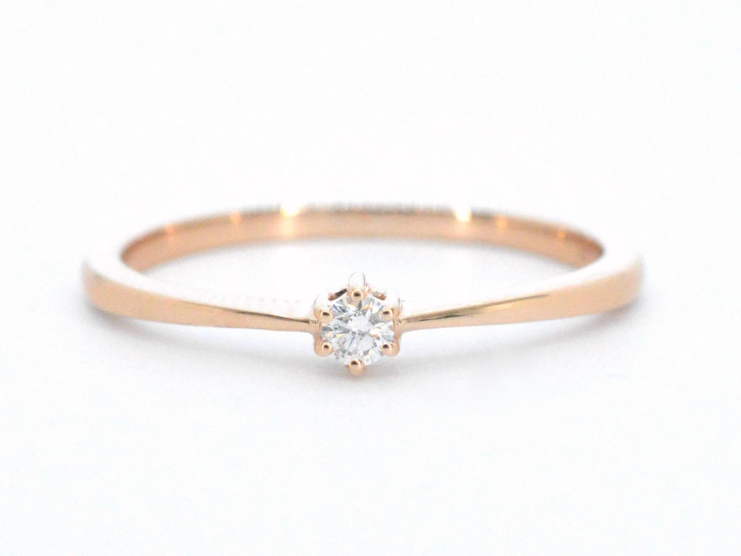 Rosegouden ring solitaire met een briljant geslepen diamant