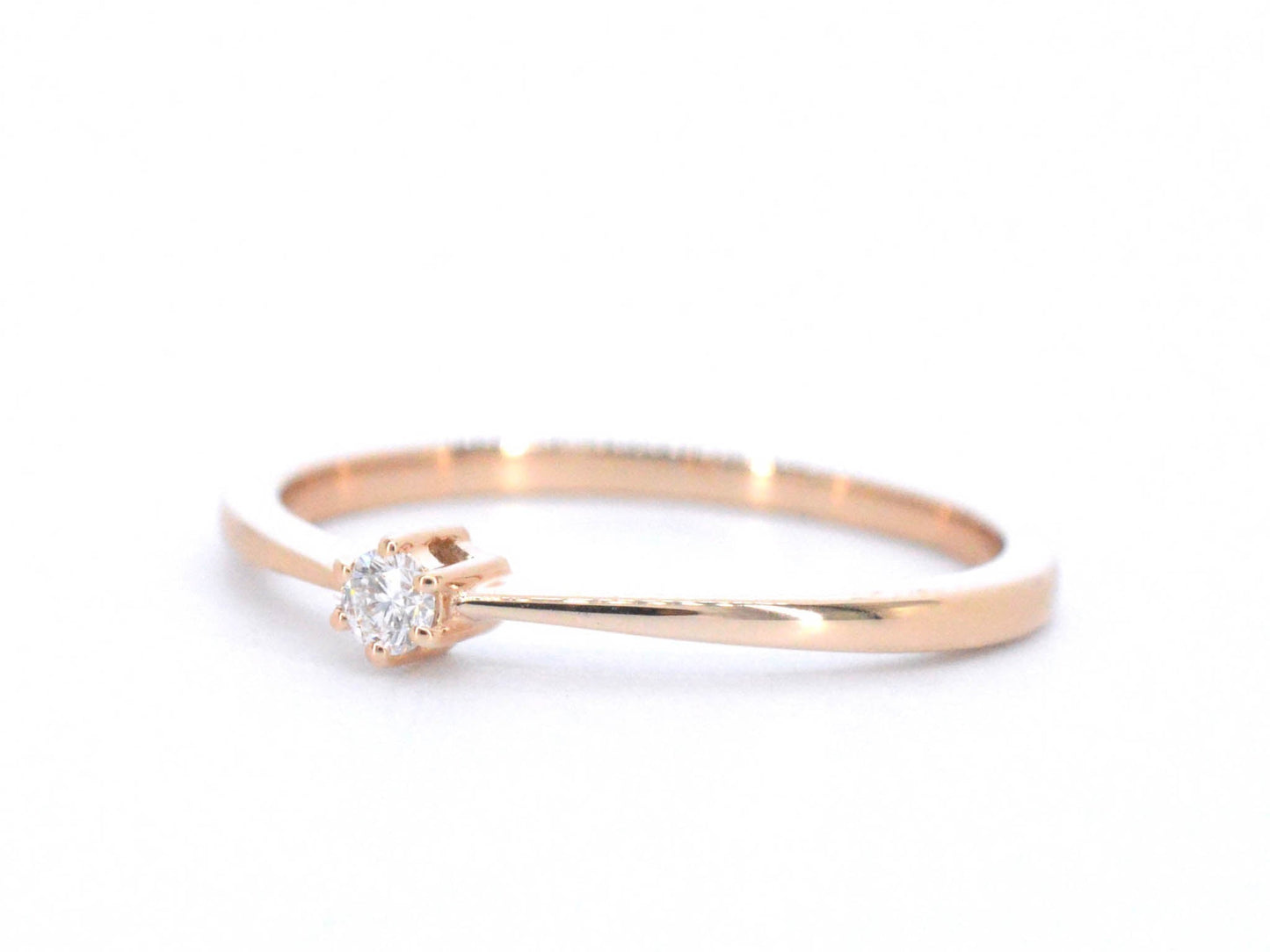 Rosegouden ring solitaire met een briljant geslepen diamant