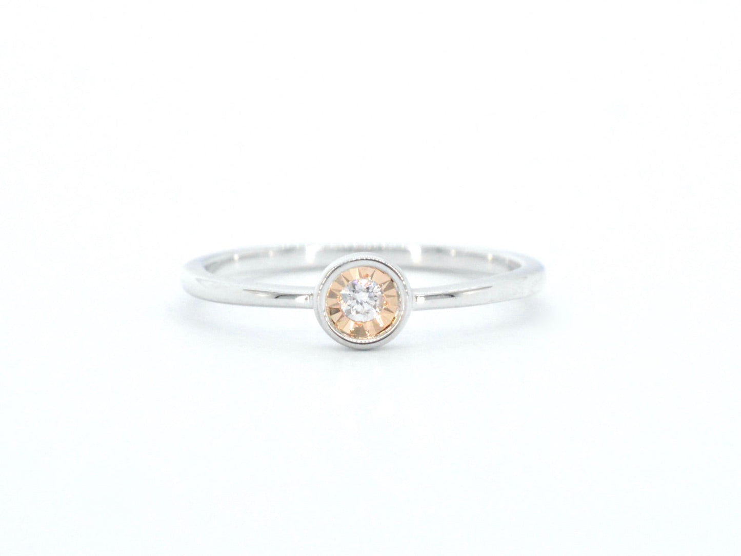 Witgouden ring met roze diamant