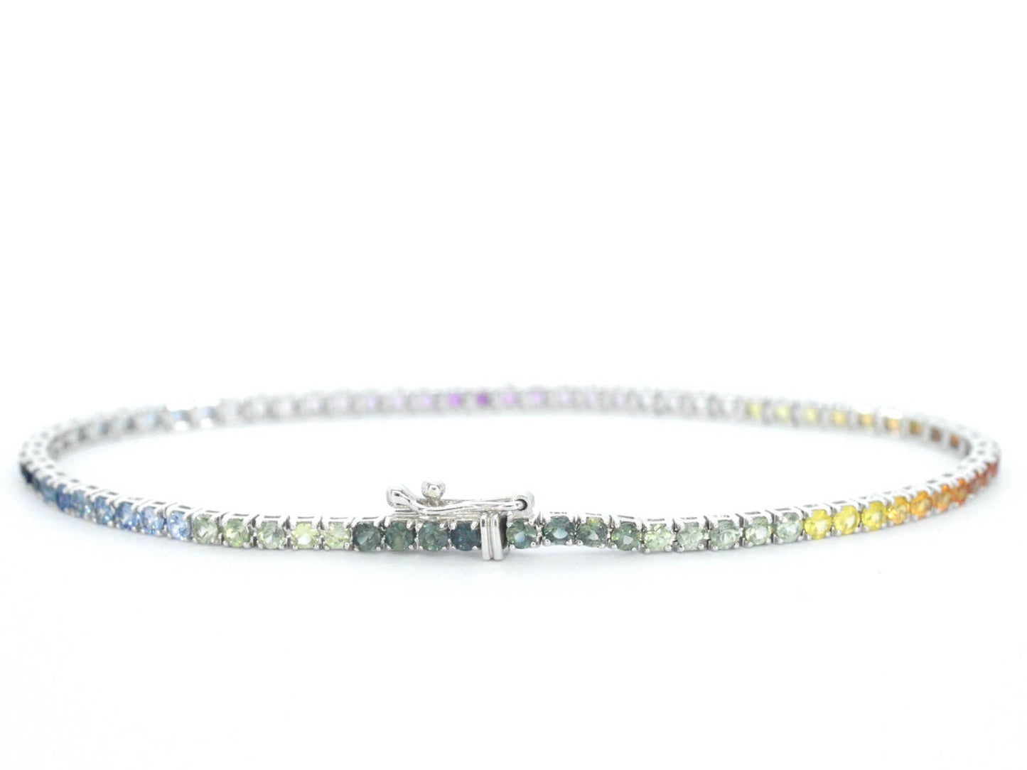 Gouden tennisarmband met 3.00 carat saffieren