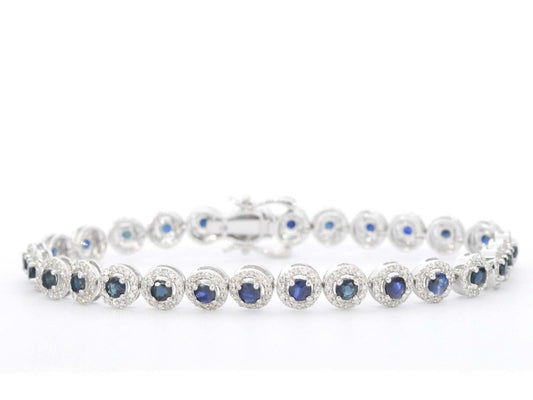 Witgouden armband met diamanten en saffieren 6.20 carat