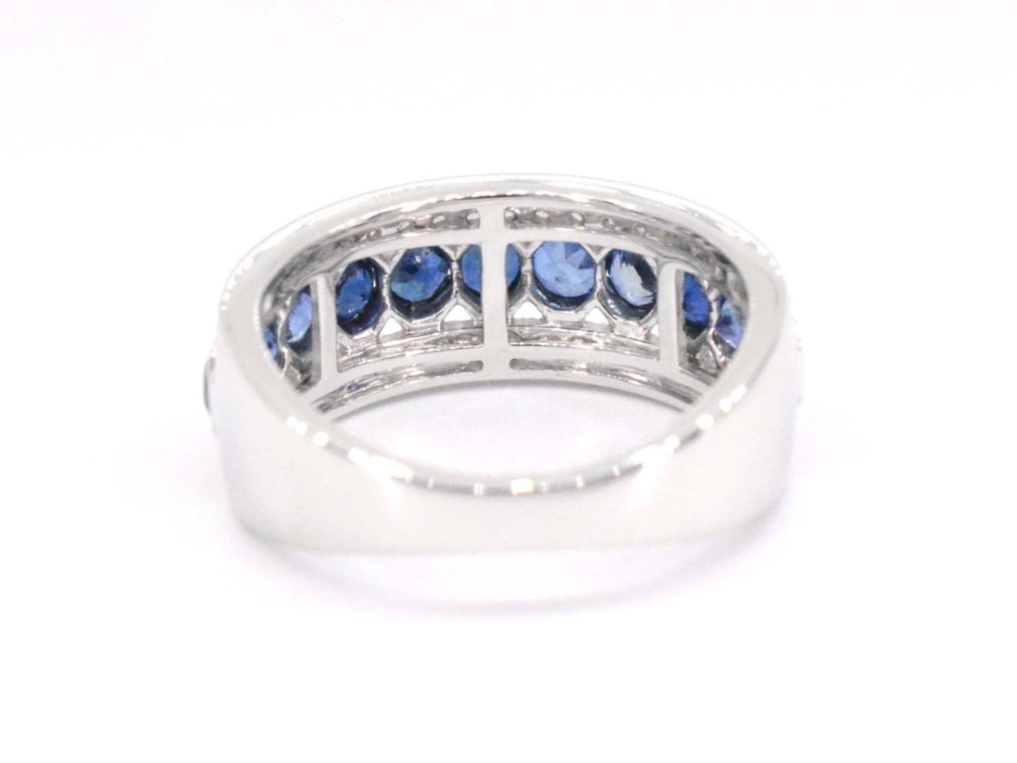 Witgouden pave ring met diamanten en saffier